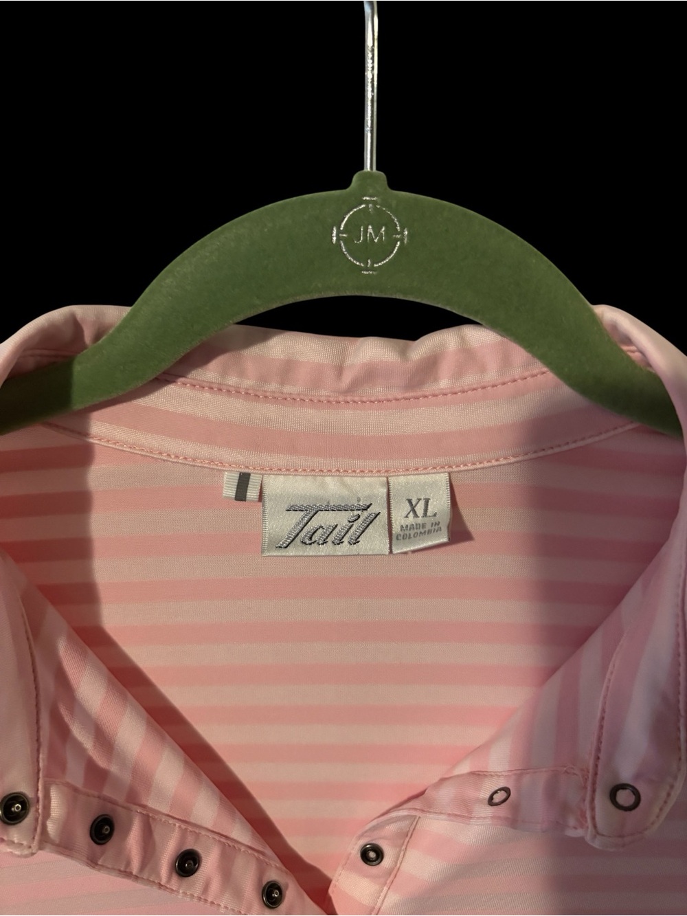 Tail Pink and White Striped Golf Polo Shirt - Picture 3 of 3